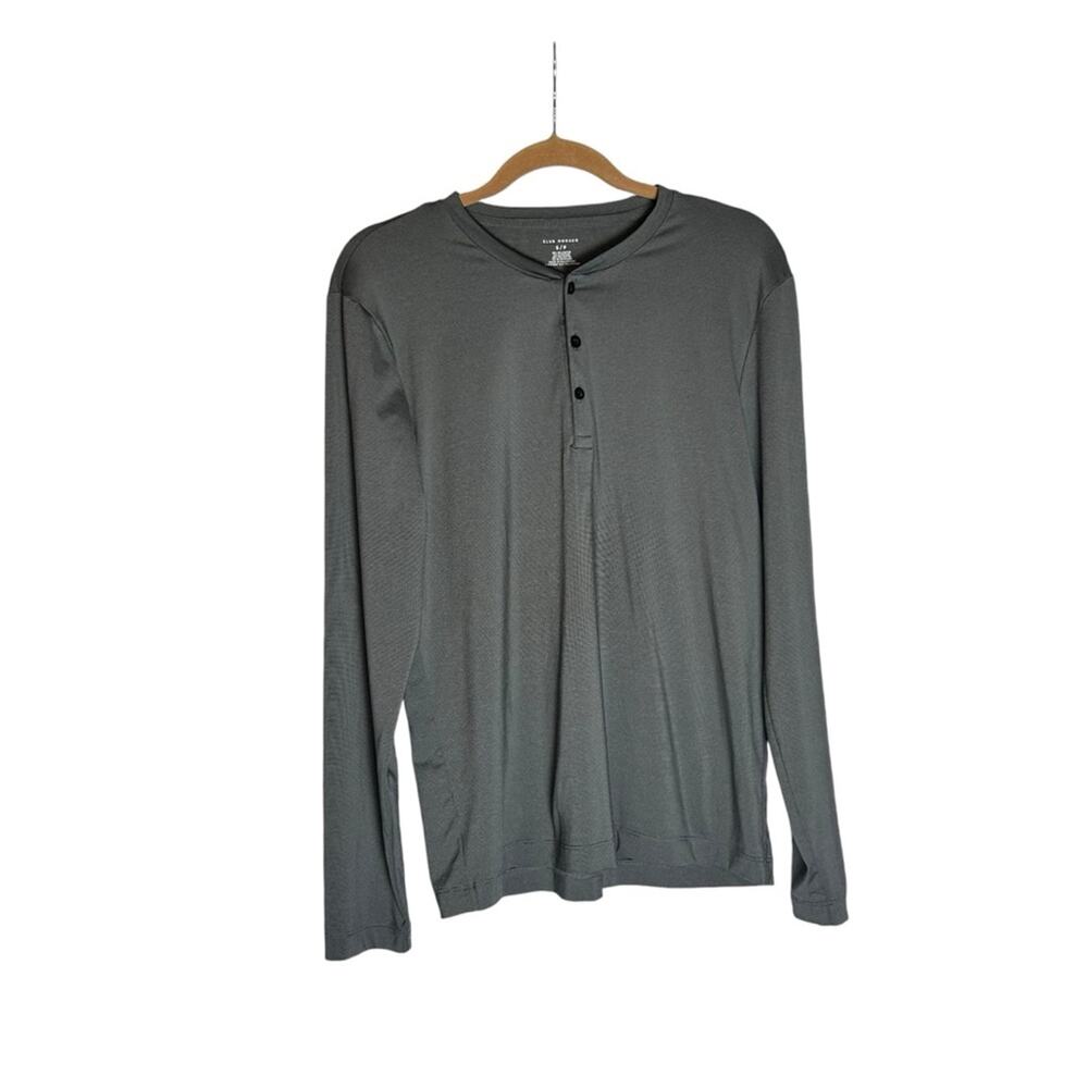 Club Monaco Long Sleeve 3 Button Micro Striped Henley Tee Shirt Top Size Small‎